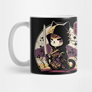 Samurai Cat Tattoo, Kawaii Ninja Cat Mug